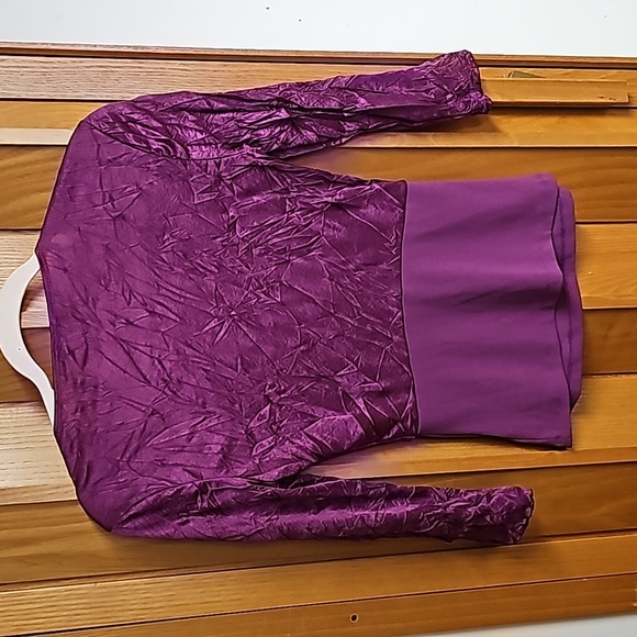 A. Byer Berry Colored Silky Stretch Top with Rhinestone Detailing - Picture 4 of 8